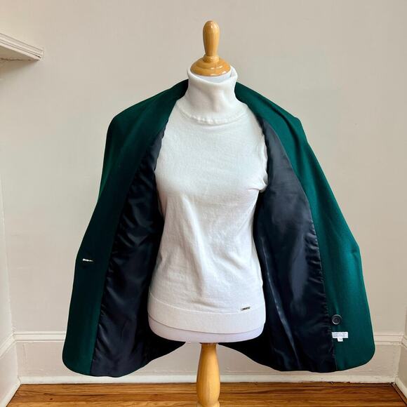 Vintage International Scene Wool Cashmere Emerald Green 90s Oversized Blazer 8 - Picture 6 of 8